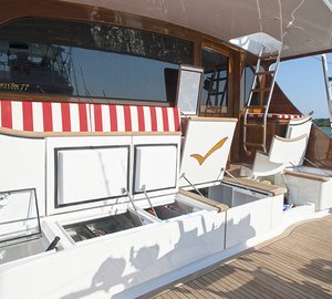 JB77 luxury yacht Blank Check - aft view