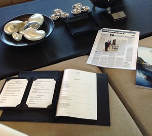 Luxury Charter Yacht MANIFIQ Tea and wine menus Interior by Luca Dini Design