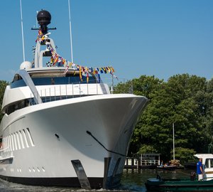 Luxury motor yacht HALO at launch