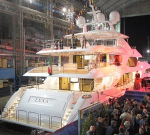 Luxury motor yacht Luna at launch - aft view