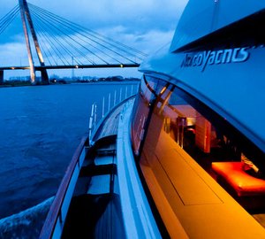 Luxury yacht AY74 by night