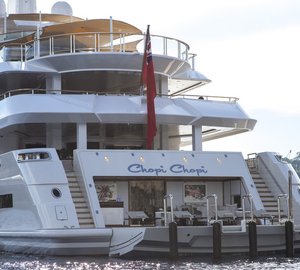 Luxury yacht CHOPI CHOPI - view of beach club and port side garage