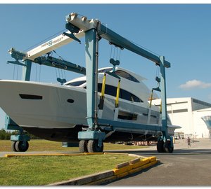 Luxury yacht Viking 75 left her building at Viking Yachts