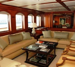 Main salon of the 90m Royal Huisman Yacht Athena available for luxury charter