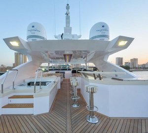 Majesty 122 superyacht  Fly bridge Jacuzzi and Bar