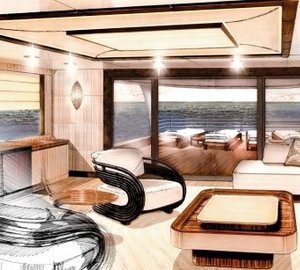 Megayacht Amels 199 Bridge Deck Saloon surrounded by glass