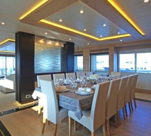 Motor Yacht Tatiana dining area - Designed by j Kinder - realised by Septemar Yacht Furniture