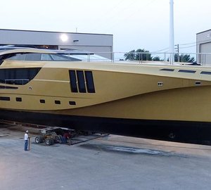 New Palmer Johnson 48M SuperSport Yacht leaving her shed