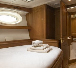 One of the cabins aboard sailing yacht Velacarina