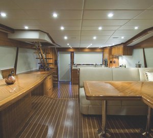 R75 Yacht - Aft Galley Saloon Custom Dinette Tables