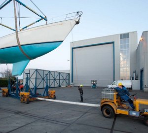 Sailing yacht FLYER back at Royal Huisman yard