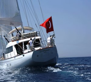 Sailing yacht GLORIOUS -  Aft View