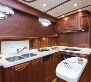 V77 Flybridge Yacht - Galley - Photo by Alberto Cocchi