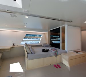 Wally yacht Better Place - Owner suite port side with lounge and TV area - Photo Toni Meneguzzo