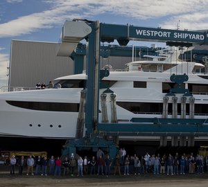 Westport 164 superyacht Hull 5012 at launch