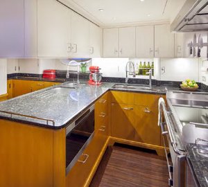 Wisp superyacht - Galley - Photo by Cory Silken