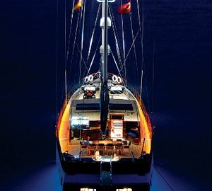 Yacht BLUE EYES -  Aft View at Night