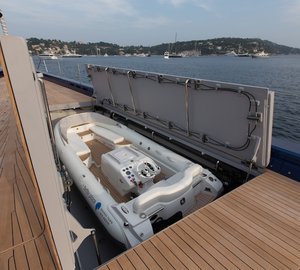 luxury yacht Better Place - One of the two tender garages - Photo Gilles Martin-Raget