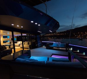 superyacht Better Place Aft deck social area at night Photo Gilles Martin-Raget