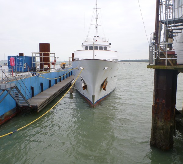 Luxury charter yacht Lady K II (ex Princess Tanya) docked at Solent Refit