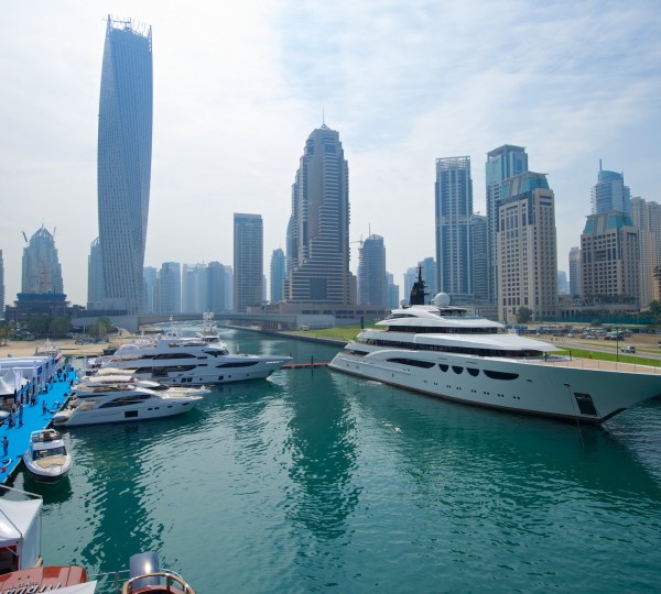 88m Lurssen mega yacht QUATTROELLE on display at the 2014 Dubai Boat Show
