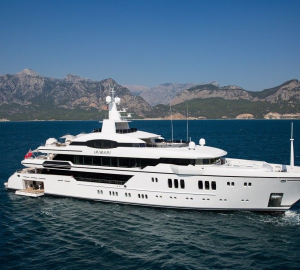 Mega yacht IRIMARI cruising along the Turkish coastline 