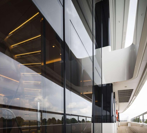 AQUARIUS at her Launch - image of side deck detail by Feadship