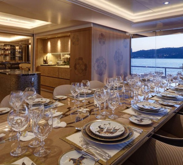 Yacht JOY Interior Dining - Copyright Feadship