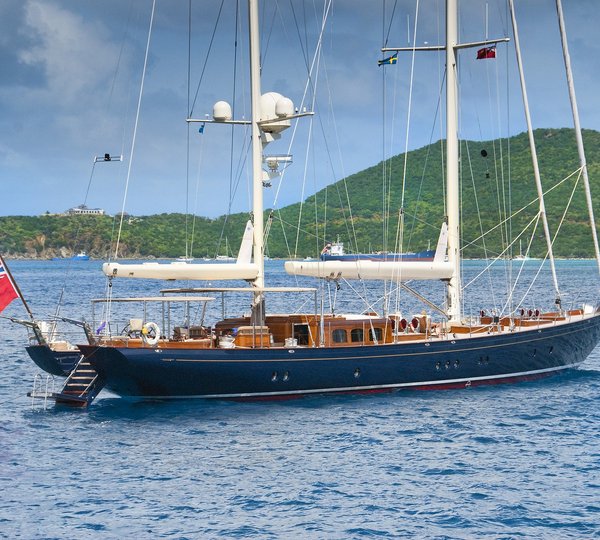 Sailing Yacht Anchored Off Tortola Island Of British Virgin Islands