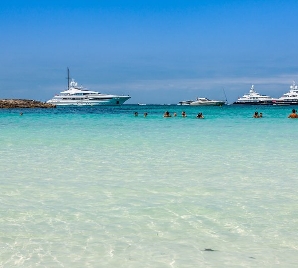 Superyachts Anchored Of Formentera, Spain