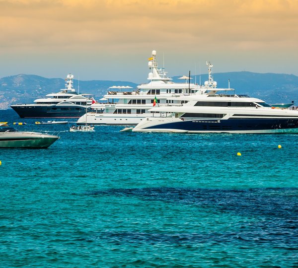 Luxury Yachts In Turquoise Beach Of Formentera Illetes,Spain,Europe