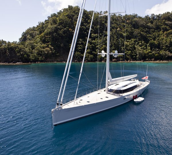 Sailing Yacht Zefira At Anchor In The Bay Of Islands New Zealand