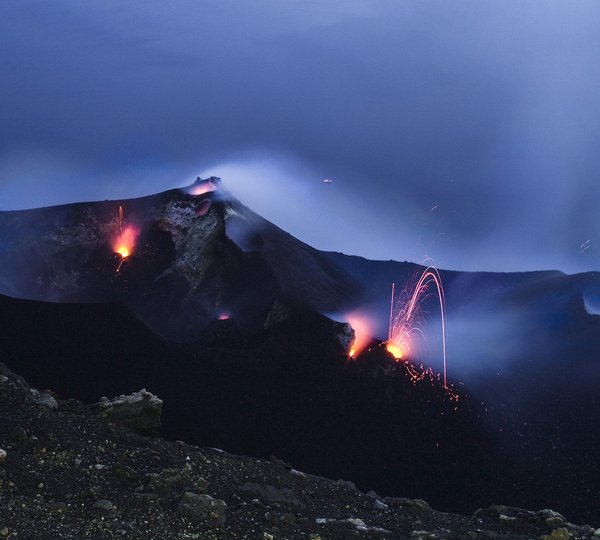Active Volcano On The Island Of Stromboli Sicily Italy