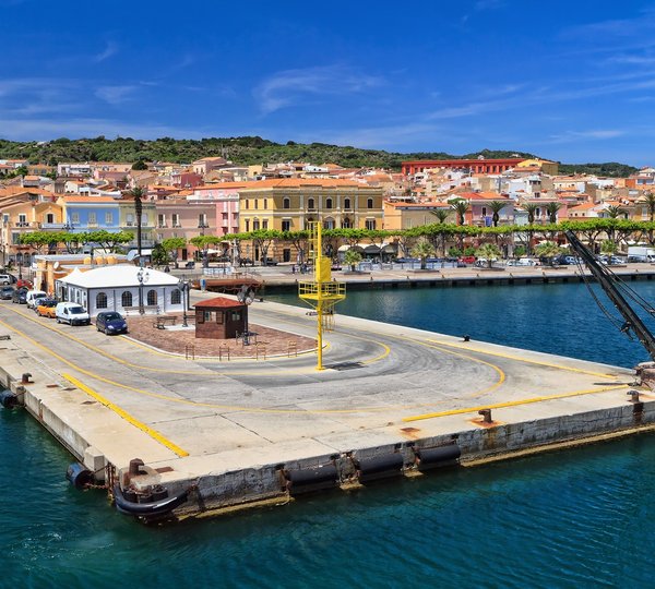 Promenade And Harbor In Carloforte Sardinia Italy