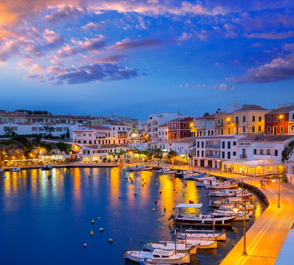 Calasfonts Cales Fonts Port, Sunset In Mahon in the Balearic Islands