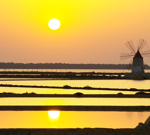 Windmill At Saline, Marsala, Southwest Sicily, Italy
