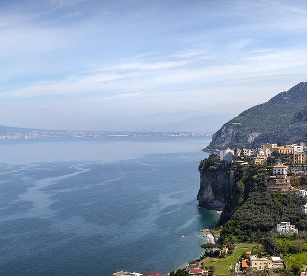 View Of Sorrento City And Gulf Of Naples Campania Province Italy