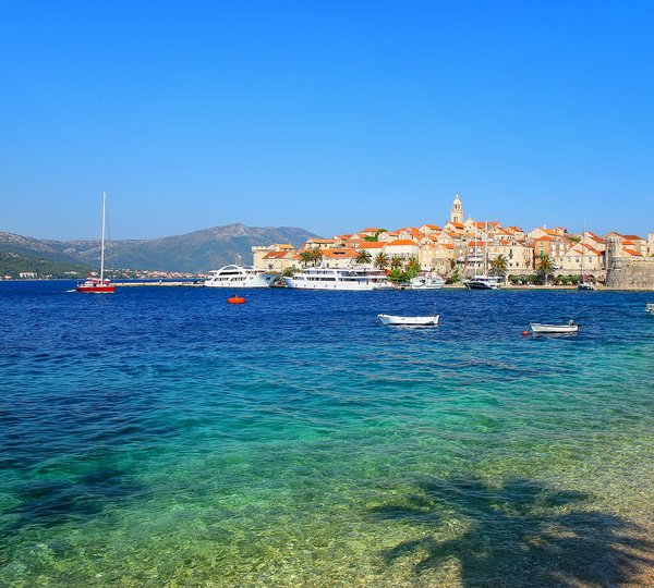 Clear Water At The Waterfront Of Korcula Town, Croatia