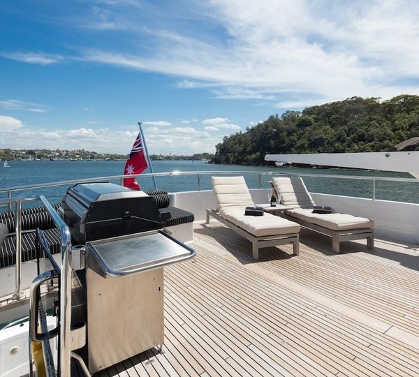 Sundeck BBQ and chaise loungers