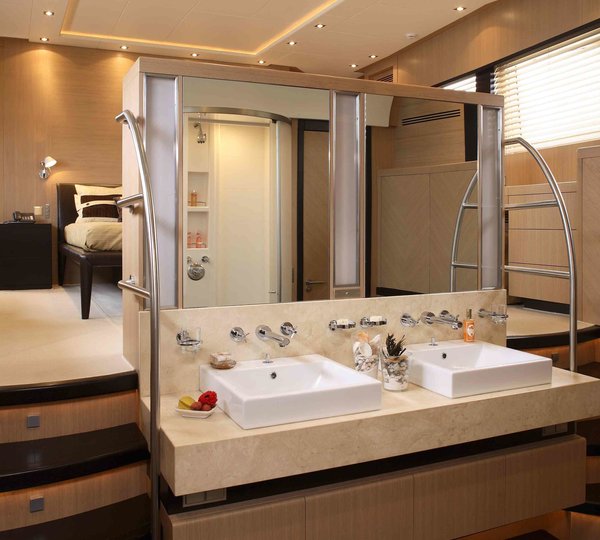 Main Master Bath Aboard Yacht MIDNIGHT SUN