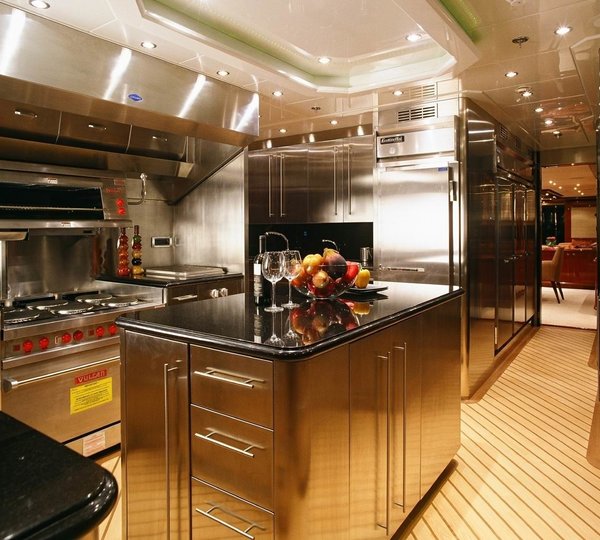 Ship's Galley On Board Yacht LADY LEILA