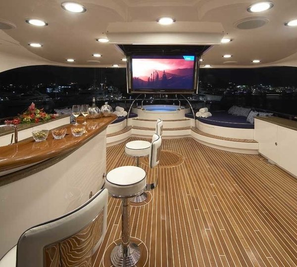 Sun Deck Drinks Bar On Yacht LADY LEILA