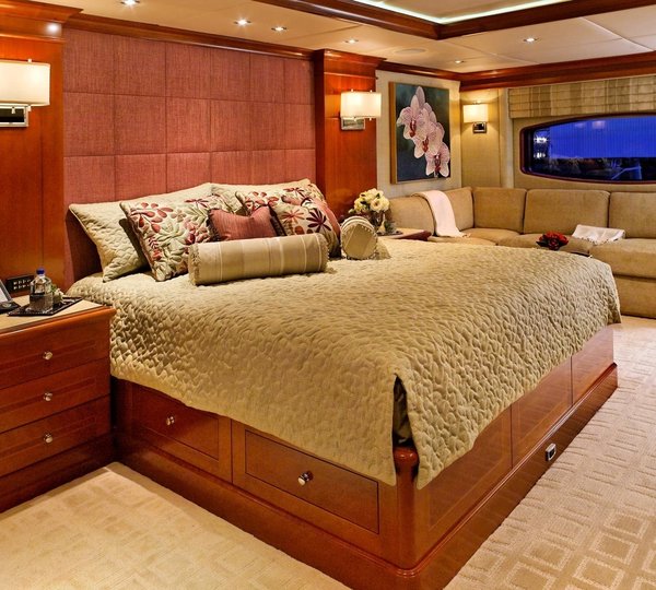 Window View: Yacht WAKU's Main Master Cabin Pictured