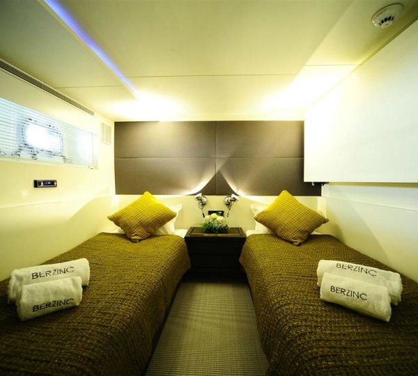 Guest's Twin Bed Portside Profile On Yacht BERZINC