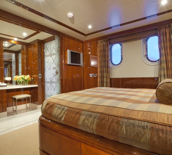 Bath Doors Open: Yacht COCO VIENTE's Cabin Pictured