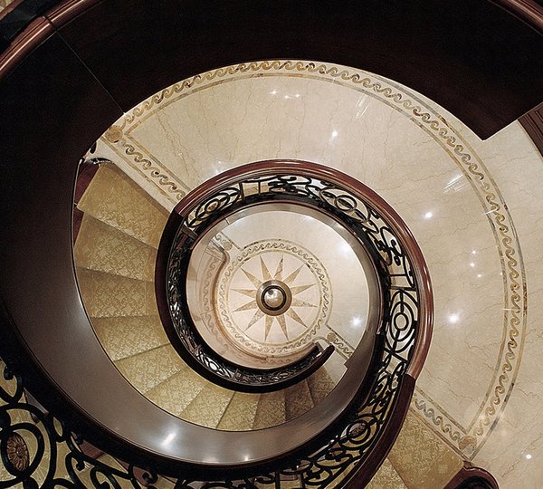 Spiral Stairway On Board Yacht CLAIRE