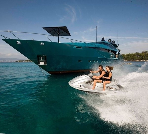 Ship's Tender Alongside Aboard Yacht BLUE ICE