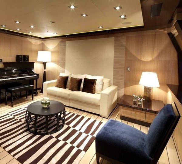 Music Piano With Television Lounging Aboard Yacht BLUE ICE