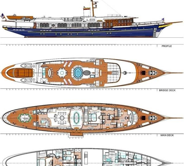 Deck Plans / Map Aboard Yacht SYCARA IV