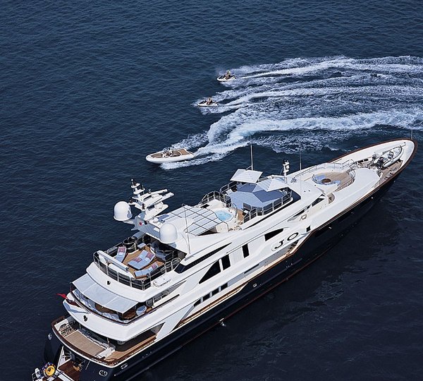 From Above Aspect Including Ship's Tenders Aboard Yacht JO